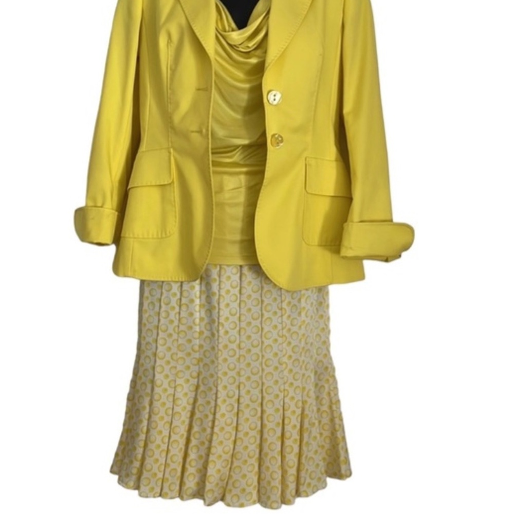 Escada Yellow Patterned Midi Skirt